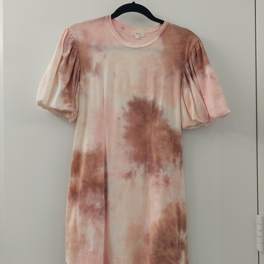 A.L.C. Pink and Brown Tie-Dye Dress